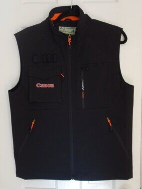 FASHION SPORTS Multi-Pocket Zip Up Black Canon Camera Vest – Mens Med